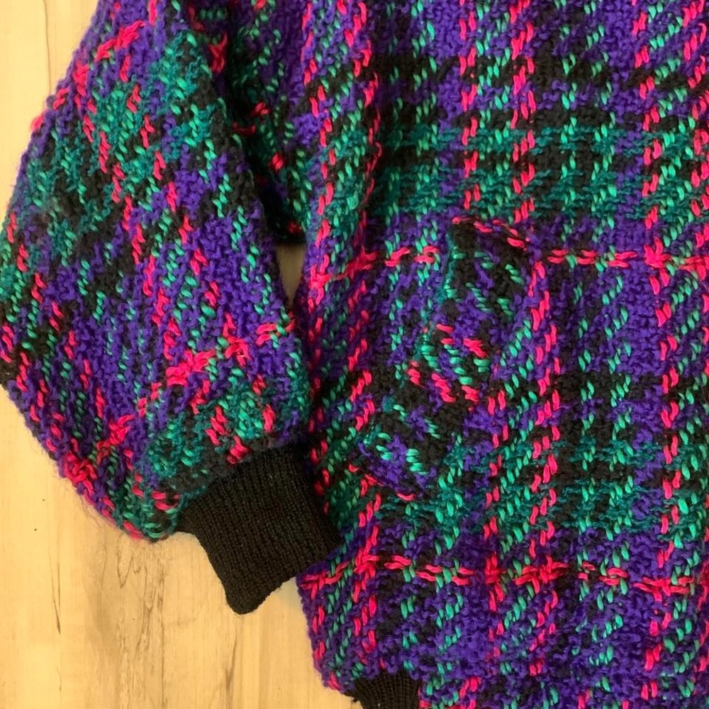 Vintage 1990s tweed cardigan purple - Picture 3 of 5